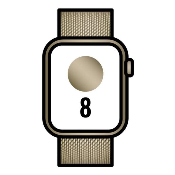 Apple Watch Series 8/ GPS/ Cellular/ 45mm/ Caja de Acero Inoxidable Oro/ Correa Milanese Loop Oro