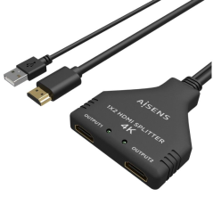 Duplicador HDMI 4K Aisens A123-0654/ 2 HDMI Hembra - HDMI Macho - USB Macho
