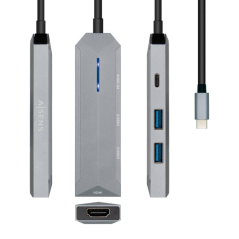 Docking USB 3.2 Tipo-C Aisens ASUC-4P002-GR/ 1 HDMI/ 2 USB/ USB PD/ Gris