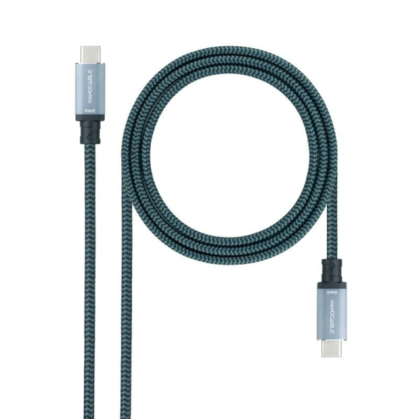 Cable USB 3.1 Nanocable 10.01.4100-COMB/ USB Tipo-C Macho - USB Tipo-C Macho/ 0.5m/ Gris y Negro