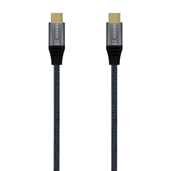 Cable USB 3.1 Tipo-C Aisens A107-0670 20GBPS 100W/ USB Tipo-C Macho - USB Tipo-C Macho/ 0.6m/ Gris