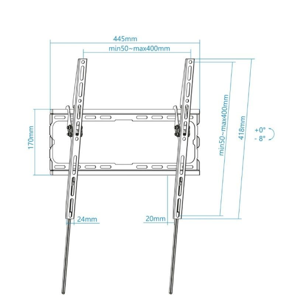 Soporte de Pared Fijo / Inclinable TooQ LP1071T-B para TV de 32-70'/ hasta 45kg