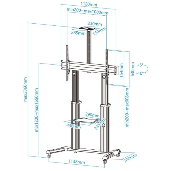 Soporte de Pie Tooq FS20300M-B para TV de 60-100'/ hasta 100kg