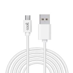 Cable USB Compatible COOL Universal TIPO-C (3 metros) Blanco 2.4 Amp