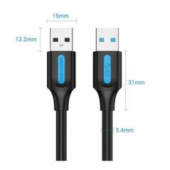 Cable USB 3.0 Vention CONBI/ USB Macho - USB Macho/ 3m/ Negro