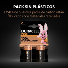 Pack de 2 Pilas C Duracell  LR14/ 1.5V/ Alcalinas