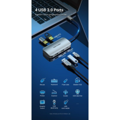 Hub USB Tipo-C Vention TNBHB/ 4xUSB