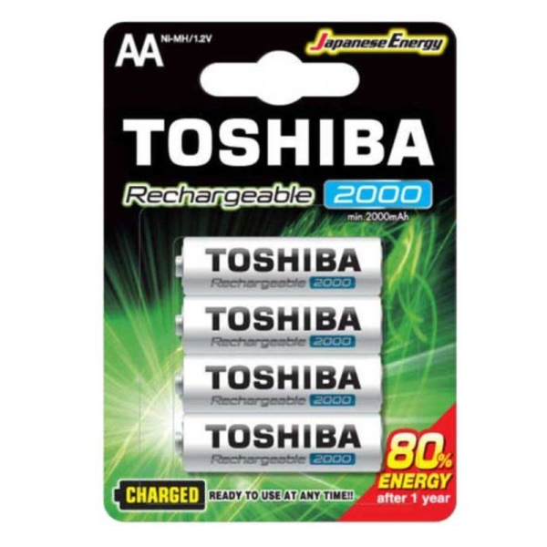 Pack de 4 Pilas AA Toshiba Rechargeable/ 1.2V/ Recargables