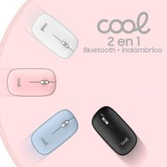 Ratón Inalámbrico COOL Slim Silencioso 2 en 1 (Bluetooth + Adap. USB) Celeste