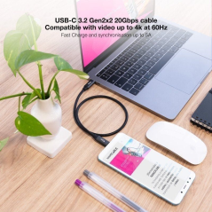 Cable USB 3.2 Nanocable 10.01.4303/ USB Tipo-C Macho - USB Tipo-C Macho/ 3m/ Gris y Negro