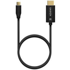 Cable Conversor Aisens A109-0711/ USB Tipo-C Macho/ HDMI 8K Macho/ 1m/ Negro