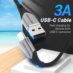 Cable USB 2.0 Vention CODHI/ USB Tipo-C Macho - USB Macho/ 3m/ Gris