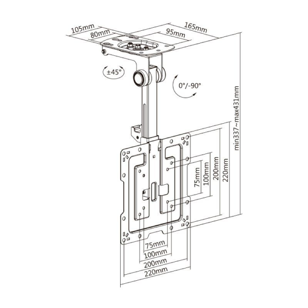 Soporte de Techo Giratorio/ Plegable Aisens CT43S-187 para TV de 19-43'/ hasta 20kg