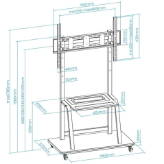 Soporte de Pie con Ruedas TooQ FS20101M-B para TV de 37-100'/ hasta 150kg