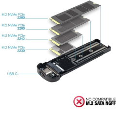 Caja Externa para Disco SSD M.2 NVMe TooQ TQE-2201BL/ USB 3.1 Gen2/ Sin tornillos