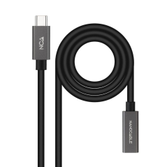 Cable Alargador USB 3.2 Nanocable 10.01.4401-L150/ USB Tipo-C Macho - USB Tipo-C Hembra/ 1.5m/ Negro