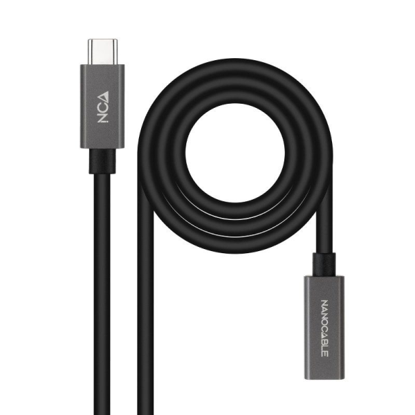 Cable Alargador USB 3.2 Nanocable 10.01.4402/ USB Tipo-C Macho - USB Tipo-C Hembra/ 2m/ Negro
