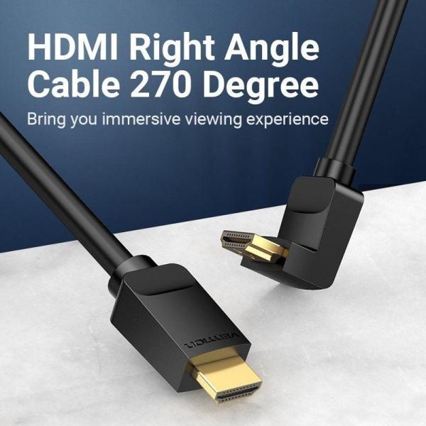 Cable HDMI 2.0 4K Acodado Vention AAQBI/ HDMI Macho - HDMI Macho/ 3m/ Negro