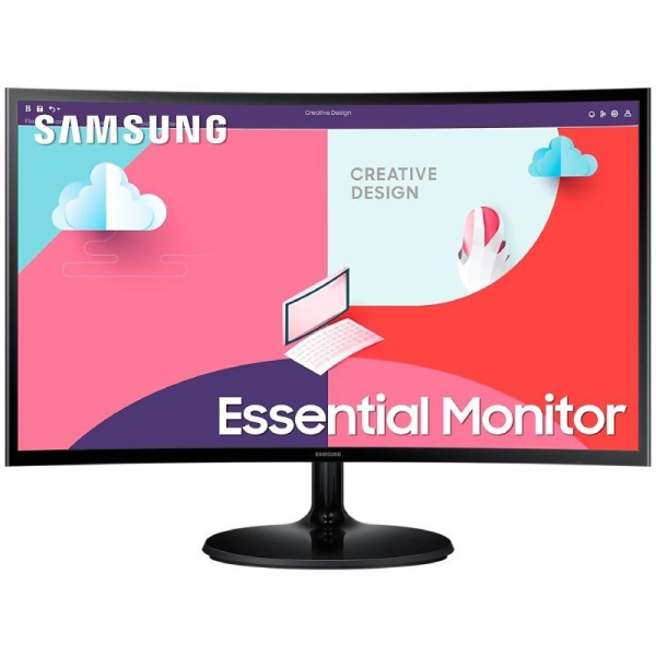 Monitor Profesional Curvo Samsung Essential Monitor S3 S24C360EAU/ 24'/ Full HD/ Negro