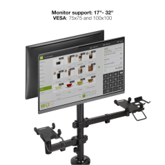 Soporte para 2 Monitores, TPV, Impresora, Términal y Lector TooQ TQPM0002/ hasta 9kg