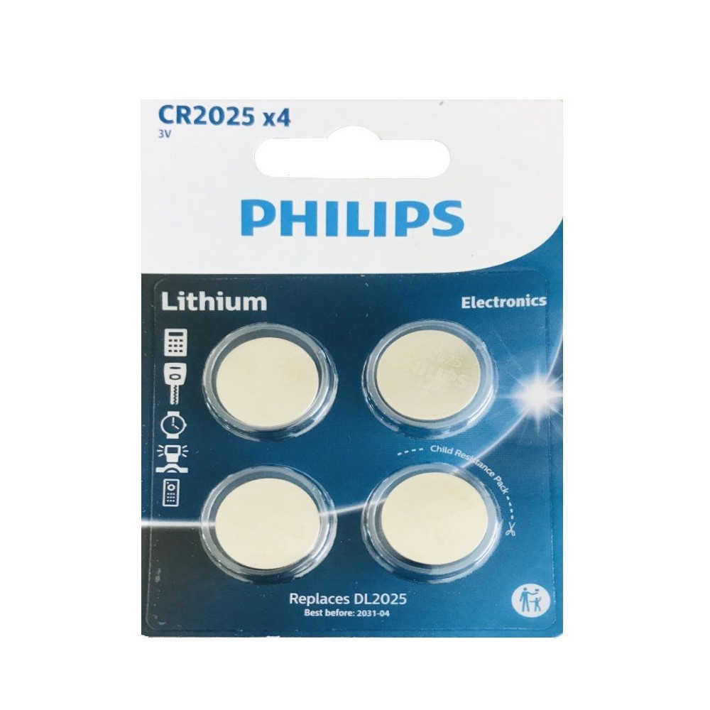 Pack de 4 Pilas de Botón Philips CR2025 Lithium/ 3V - Imagen 1