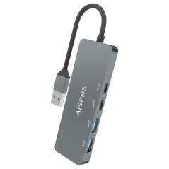 Hub USB 3.2 Aisens A106-0696/ 2xUSB/ 2xUSB Tipo-C/ Gris