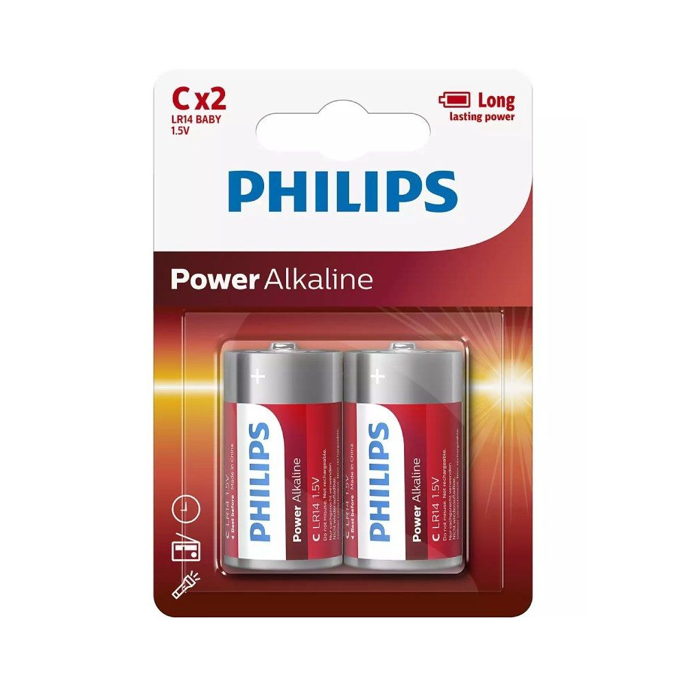 Pack de 2 Pilas C Philips LR14P2B/10/ 1.5V/ Alcalinas - Imagen 1