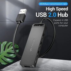 Hub USB 2.0 Vention CHMBF/ 4xUSB/ 1m