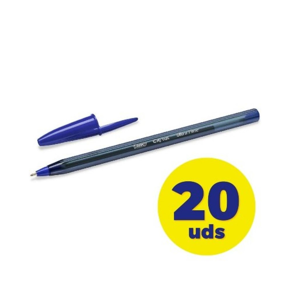 Caja de Bolígrafos de Tinta de Aceite Bic Cristal Exact Ultrafine 992605/ 20 unidades/ Azules - Imagen 1