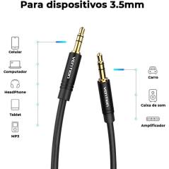 Cable Estéreo Vention BAKBF/ Jack 3.5 Macho - Jack 3.5 Macho/ 1m/ Negro