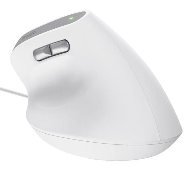 Ratón Ergonómico Trust Bayo II/ Hasta 2400 DPI/ Blanco