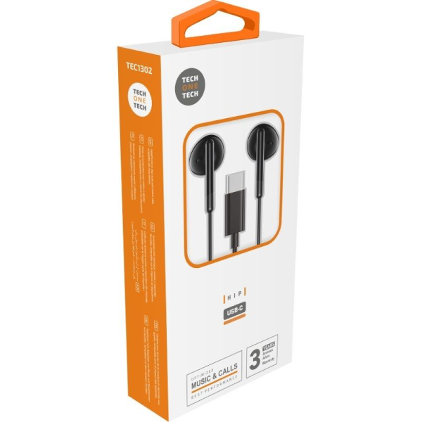 Auriculares Tech One Tech earTECH TEC1302/ con Micrófono/ USB Tipo-C/ Negros