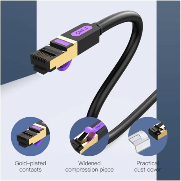 Cable de Red RJ45 SFTP Vention ICDBN Cat.7/ 15m/ Negro