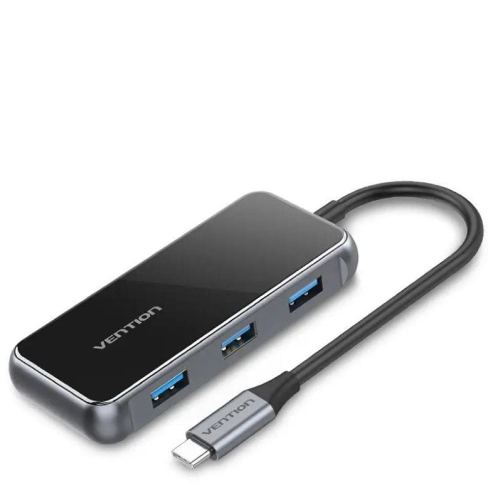 Docking USB Tipo-C Vention TFFHB/ 1xHDMI 4K/ 3xUSB/ 1xRJ45/ 1xUSB Tipo-C PD/ Gris