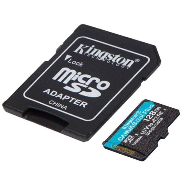 Tarjeta de Memoria Kingston CANVAS Go! Plus 128GB microSD XC con Adaptador/ Clase 10/ 170MBs