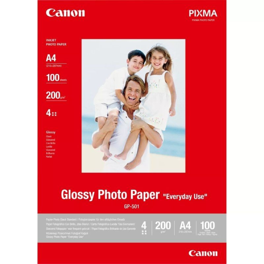 Papel Fotográfico Canon GP-501/ 21 x 29.7cm/ 200g/ 100 Hojas/ Brillante