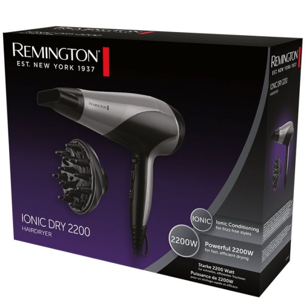 Secador Remington Ionic Dry 2200/ 2200W/ Negro y Gris