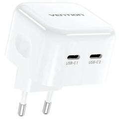 Cargador Gan de Pared Vention FBPW0-EU/ 2xUSB Tipo-C/ 35W