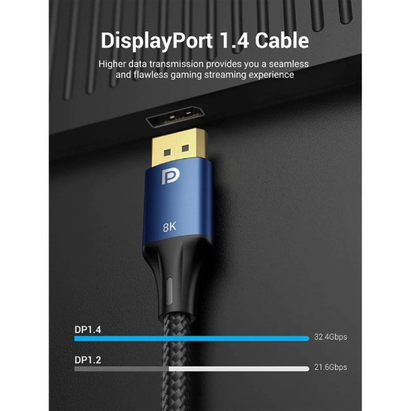 Cable Vention HCELG/ DisplayPort Macho - DisplayPort 8K Macho/ 1.5m/ Azul