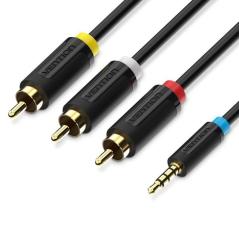 Cable Estéreo Vention BCCBG/ Jack 2.5 Macho - 3x RCA Macho/ 1.5m/ Negro