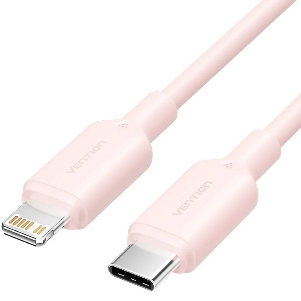 Cable USB 2.0 Tipo-C Lightning Vention LAKPH/ USB Tipo-C Macho - Lightning Macho/ Hasta 27W/ 480Mbps/ 2m/ Rosa