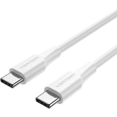 Cable USB 2.0 Tipo-C 3A Vention TRCWF/ USB Tipo-C Macho - USB Tipo-C Macho/ Hasta 60W/ 480Mbps/ 1m/ Blanco