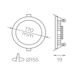 Downlight Iglux LS-102113-FB V2/ Circular/ Ø170 x 19mm/ Potencia 13W/ 1130 Lúmenes/ 6000ºK/ Blanco - Imagen 2