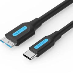 Cable USB 3.0 Vention CQABD/ microUSB Macho - USB Tipo-C Macho/ 5Gbps/ 50cm/ Negro