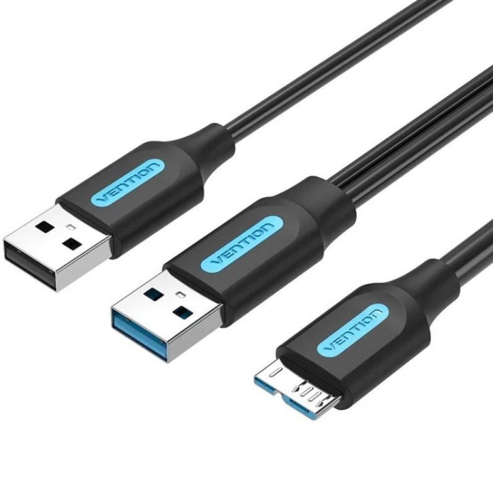 Cable USB 3.0 Vention CQPBF/ USB Macho - MicroUSB Macho/ USB 2.0 Macho/ 5Gbps/ 1m/ Negro