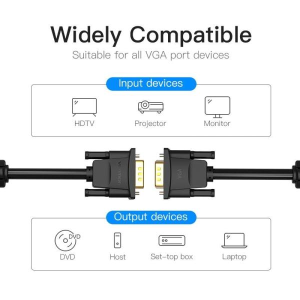 Cable VGA Vention DADBL/ VGA Macho - VGA Macho/ 10m/ Negro