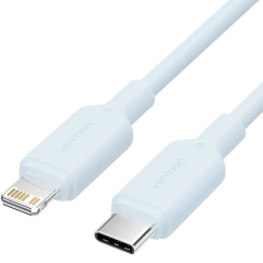 Cable USB 2.0 Tipo-C Lightning Vention LAKSF/ USB Tipo-C Macho - Lightning Macho/ Hasta 27W/ 480Mbps/ 1m/ Azul