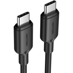 Cable USB 2.0 Tipo-C 3A Vention TRCBF/ USB Tipo-C Macho - USB Tipo-C Macho/ Hasta 60W/ 480Mbps/ 1m/ Negro