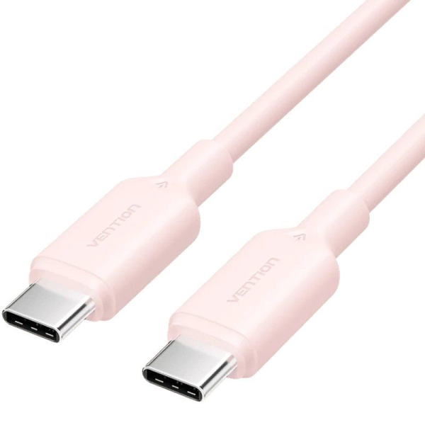 Cable USB 2.0 Tipo-C 3A Vention TRCPF/ USB Tipo-C Macho - USB Tipo-C Macho/ Hasta 60W/ 480Mbps/ 1m/ Rosa