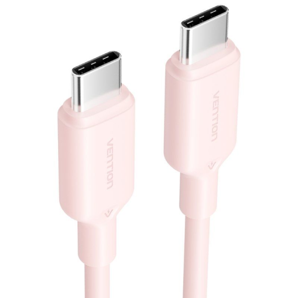 Cable USB 2.0 Tipo-C 3A Vention TRCPF/ USB Tipo-C Macho - USB Tipo-C Macho/ Hasta 60W/ 480Mbps/ 1m/ Rosa